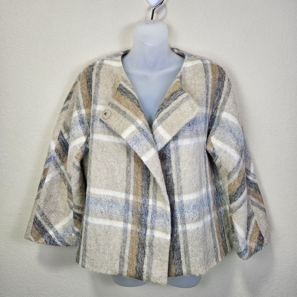 Talbots Women 10P Jacket Coat Plaid Wool Alpaca Mohair Blazer Quiet Luxury Tweed